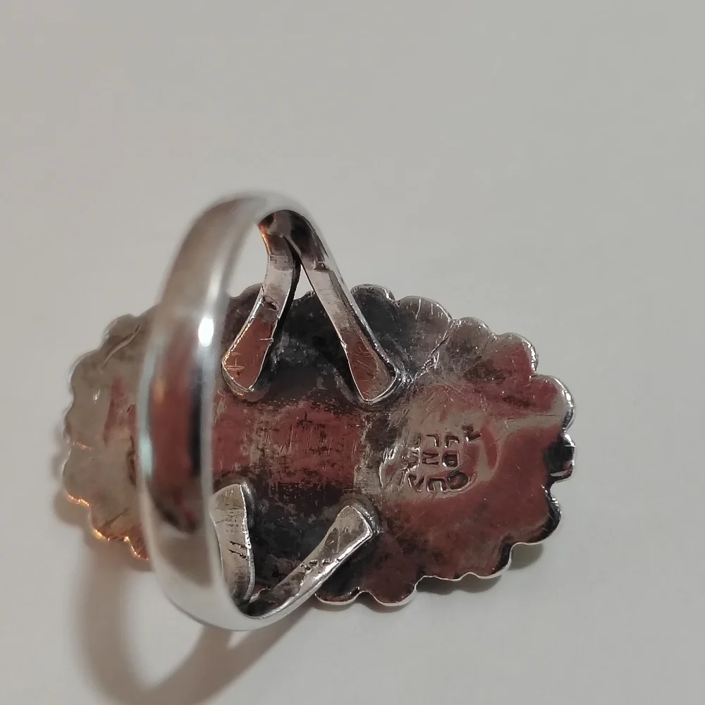 Sterling Silver‎ 925 Mexico Black Onyx Statement Ring Boho Gothic 7.5 Vintage